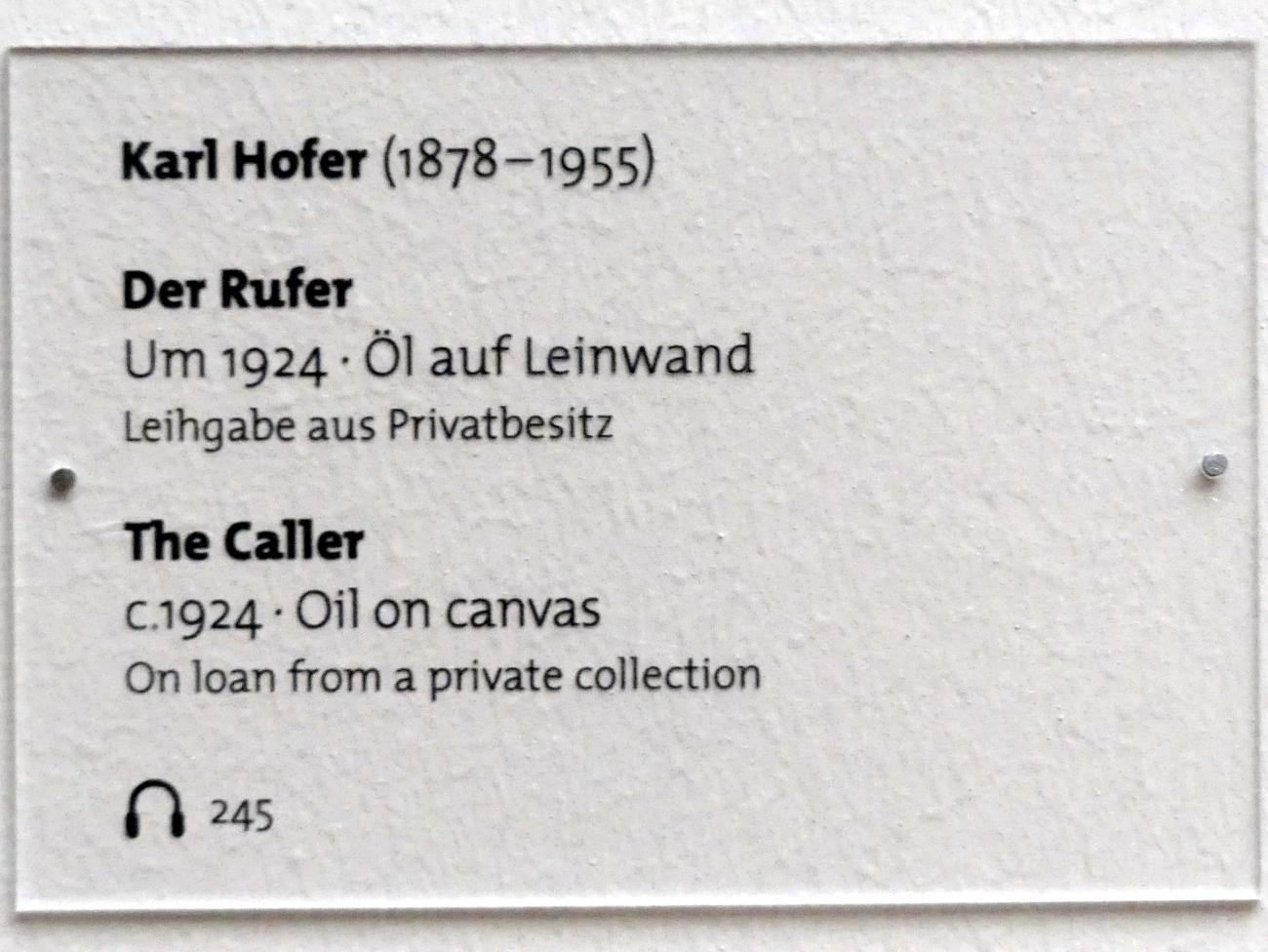 Karl Hofer (Carl Hofer) (1913–1950), Der Rufer, Dresden, Albertinum, Galerie Neue Meister, 2. Obergeschoss, Saal 13, um 1924, Bild 2/2