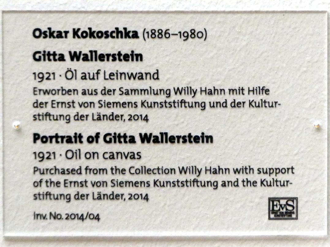 Oskar Kokoschka (1909–1955), Gitta Wallerstein, Dresden, Albertinum, Galerie Neue Meister, 2. Obergeschoss, Saal 13, 1921, Bild 2/2