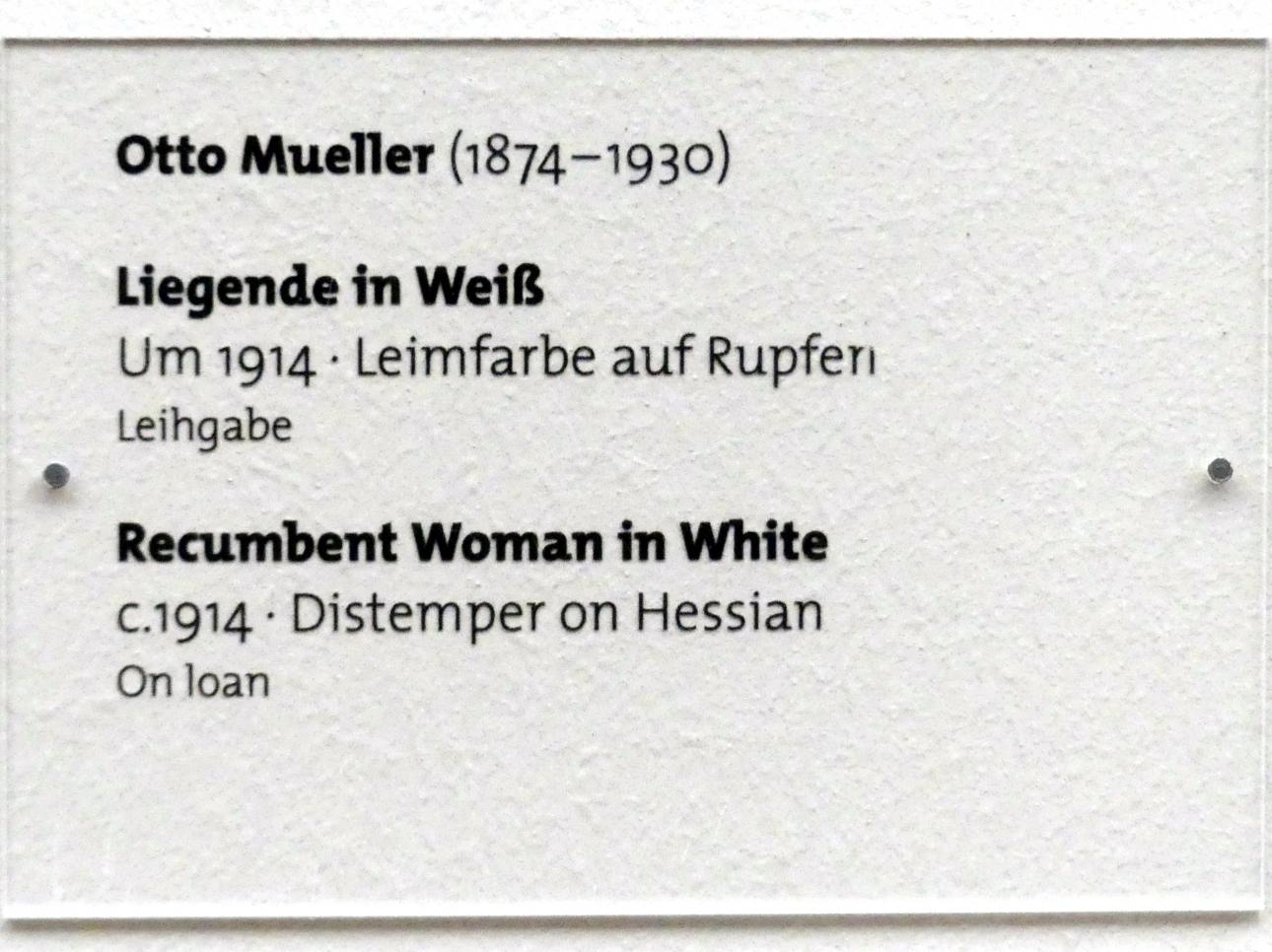 Otto Mueller (1914–1928), Liegende in Weiß, Dresden, Albertinum, Galerie Neue Meister, 2. Obergeschoss, Saal 13, um 1914, Bild 2/2