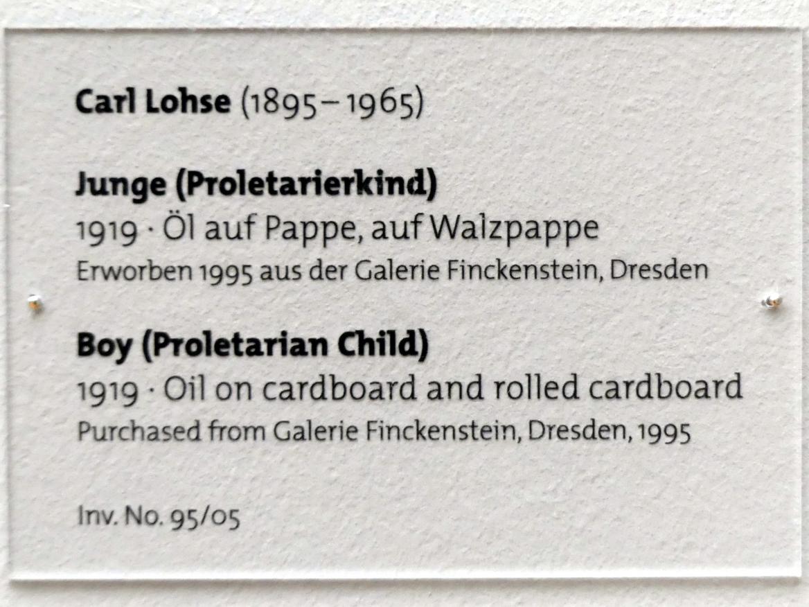 Carl Lohse (1919–1920), Junge (Proletarierkind), Dresden, Albertinum, Galerie Neue Meister, 2. Obergeschoss, Saal 14, 1919, Bild 2/2