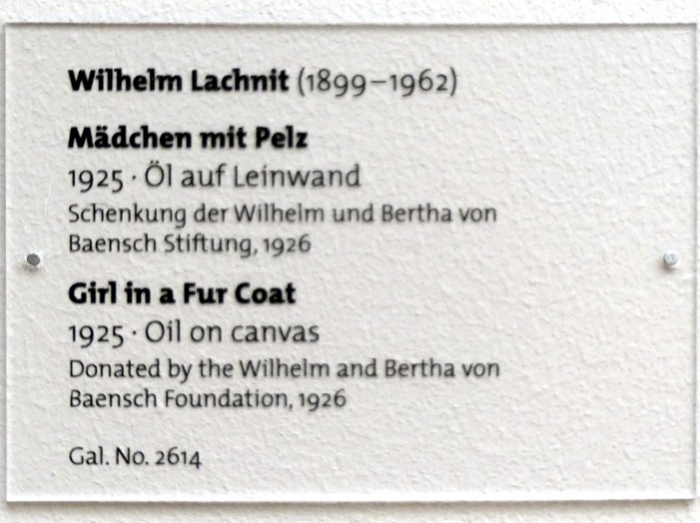Wilhelm Lachnit (1922–1945), Mädchen mit Pelz, Dresden, Albertinum, Galerie Neue Meister, 2. Obergeschoss, Saal 15, 1925, Bild 2/2