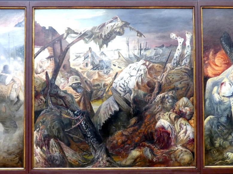 Otto Dix (1913–1949), Der Krieg (Triptychon), Dresden, Albertinum, Galerie Neue Meister, 2. Obergeschoss, Saal 15, 1929–1932, Bild 3/6