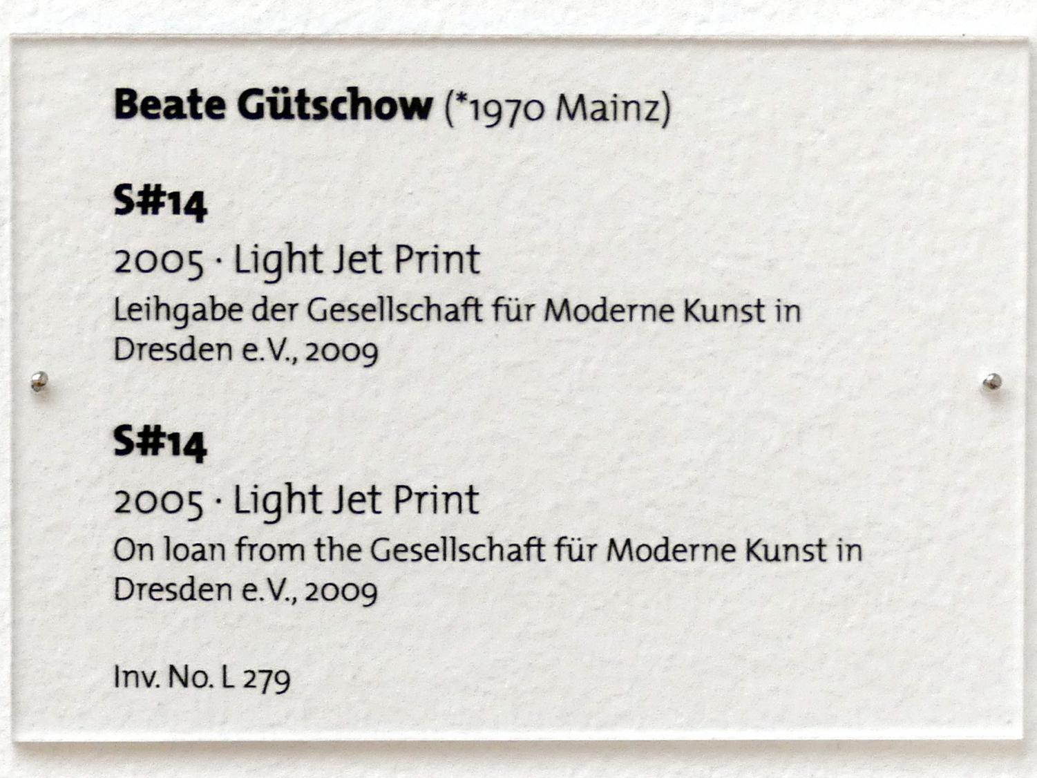 Beate Gütschow (2005–2009), S#14, Dresden, Albertinum, Galerie Neue Meister, 2. Obergeschoss, Saal 19, 2009, Bild 2/2