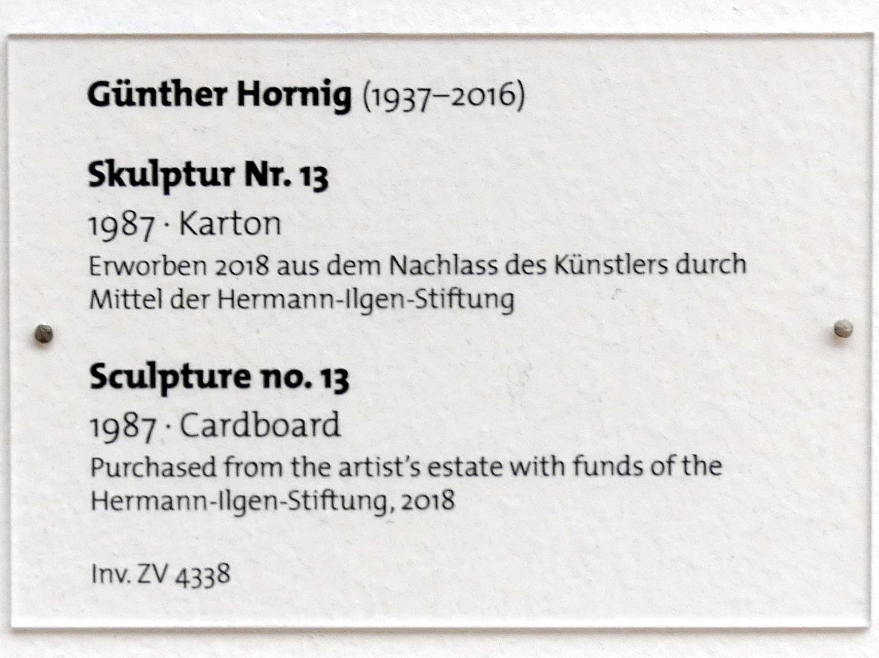Günther Hornig (1985–1987), Skulptur Nr. 13, Dresden, Albertinum, Galerie Neue Meister, 2. Obergeschoss, Saal 19, 1987, Bild 4/4