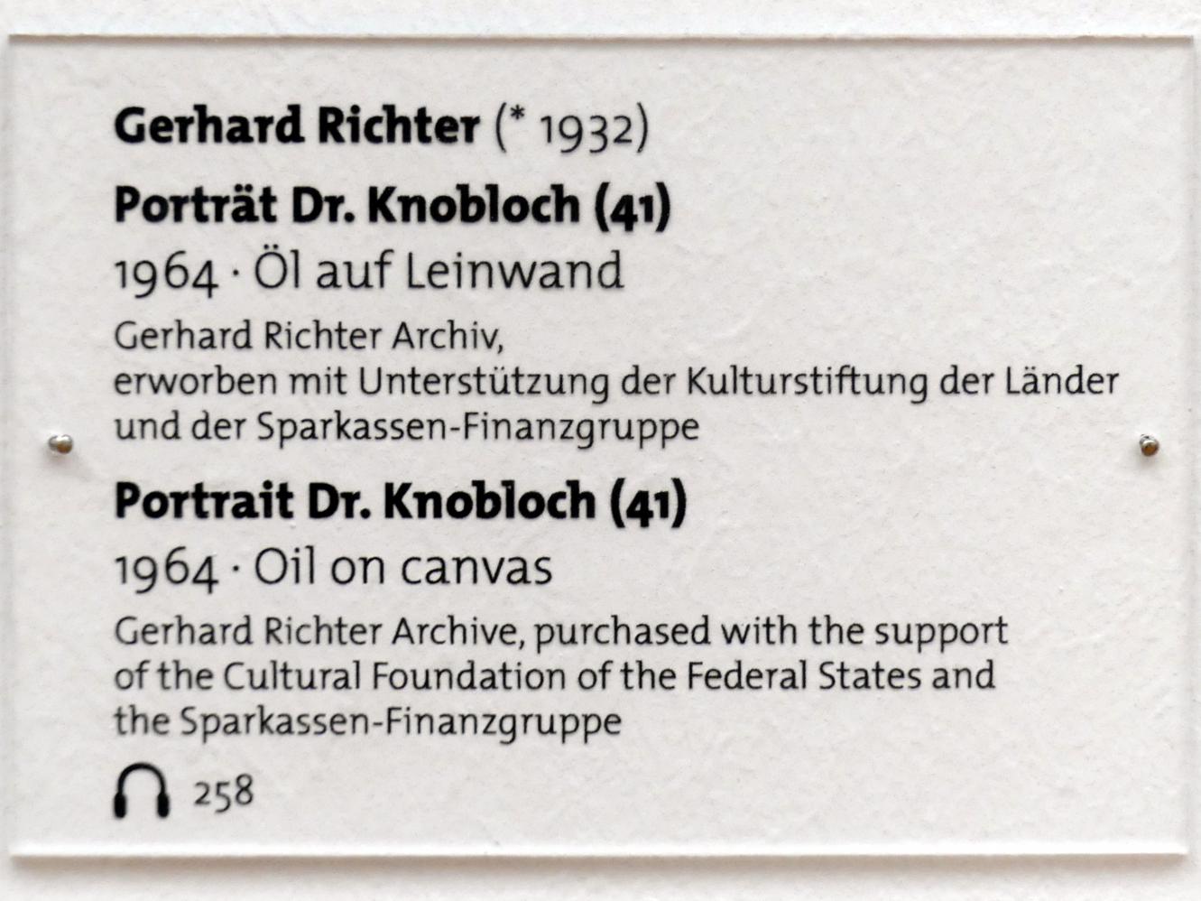 Gerhard Richter (1963–2020), Porträt Dr. Knobloch (41), Dresden, Albertinum, Galerie Neue Meister, 2. Obergeschoss, Saal 20, 1964, Bild 2/2