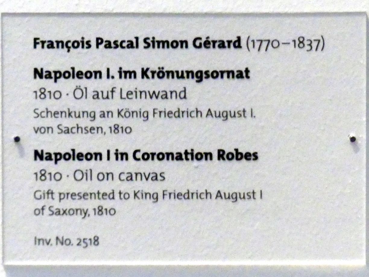 François Gérard (1794–1824), Napoleon I. im Krönungsornat, Dresden, Albertinum, Galerie Neue Meister, 1. Obergeschoss, Mosaiksaal, 1810, Bild 2/2