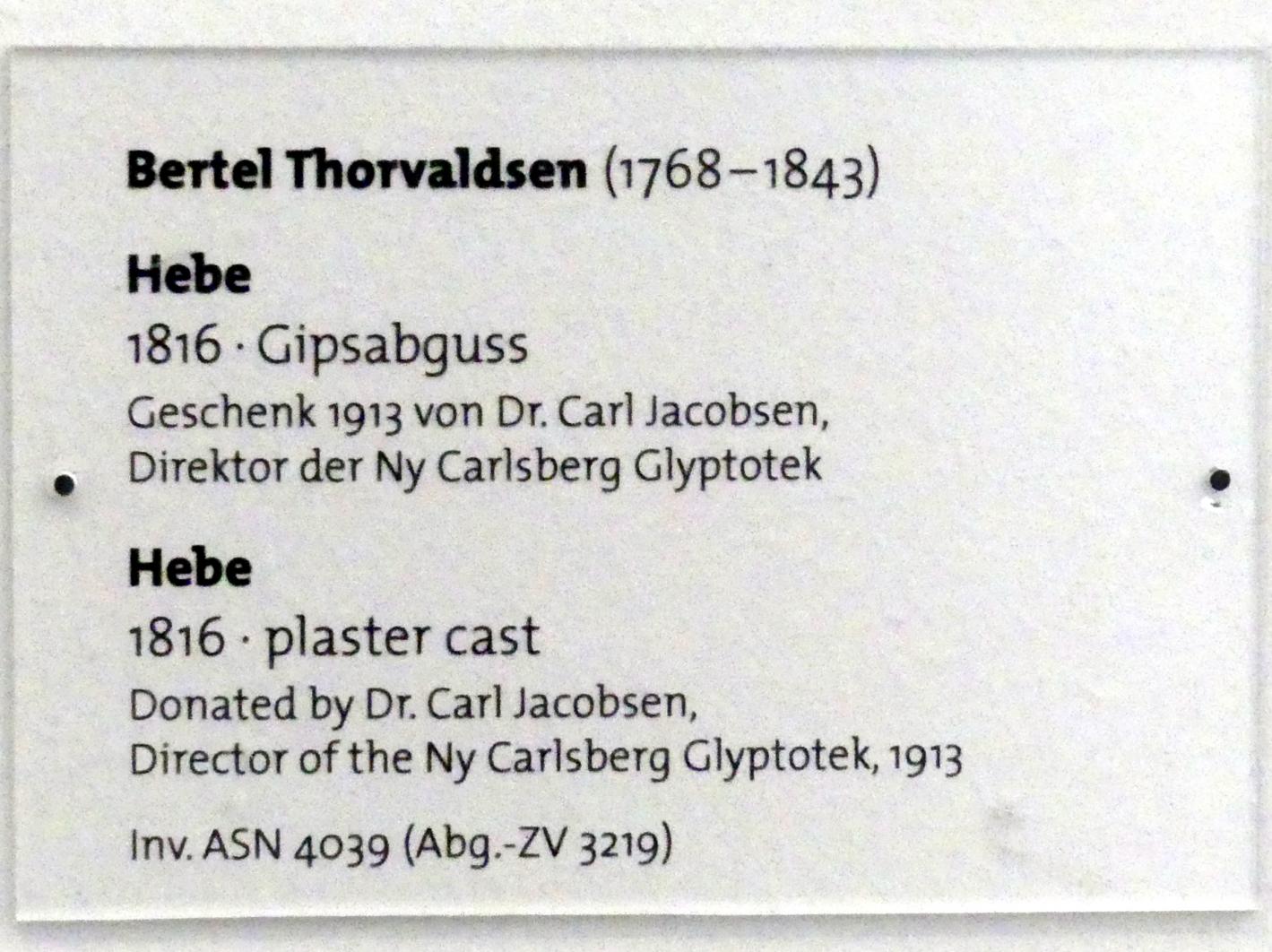 Bertel Thorvaldsen (1805–1836), Hebe, Dresden, Albertinum, Galerie Neue Meister, 1. Obergeschoss, Mosaiksaal, 1816, Bild 2/2