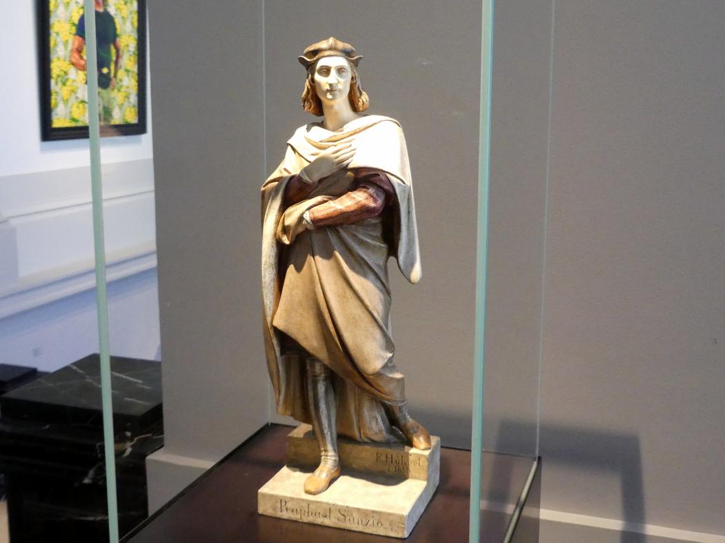 Ernst Julius Hähnel (1858–1886), Raffael. Entwurf zur Statue am Gebäude der Gemäldegalerie Dresden, Dresden, Albertinum, Galerie Neue Meister, 1. Obergeschoss, Mosaiksaal, 1858, Bild 2/3