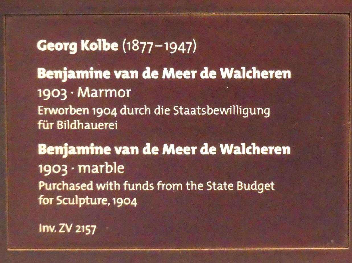 Georg Kolbe (1898–1929), Benjamine van de Meer de Walcheren, Dresden, Albertinum, Galerie Neue Meister, 1. Obergeschoss, Klingersaal, 1903, Bild 4/4