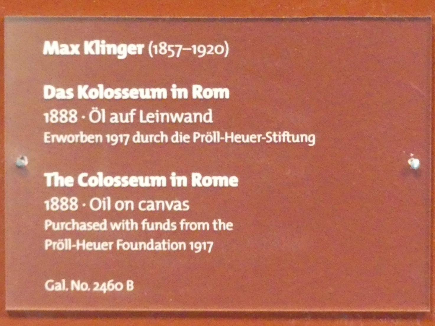 Max Klinger (1878–1915), Das Kolosseum in Rom, Dresden, Albertinum, Galerie Neue Meister, 1. Obergeschoss, Klingersaal, 1888, Bild 2/2