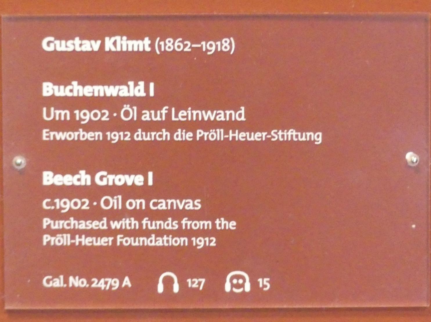 Gustav Klimt (1891–1917), Buchenwald I, Dresden, Albertinum, Galerie Neue Meister, 1. Obergeschoss, Klingersaal, um 1902, Bild 2/2