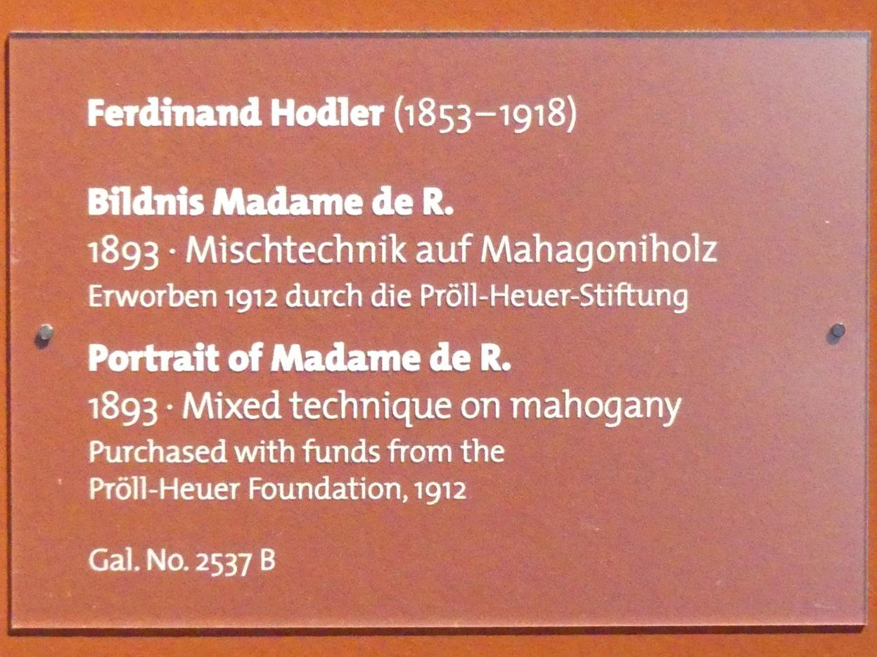 Ferdinand Hodler (1882–1915), Bildnis Madame de R., Dresden, Albertinum, Galerie Neue Meister, 1. Obergeschoss, Klingersaal, 1893, Bild 2/2