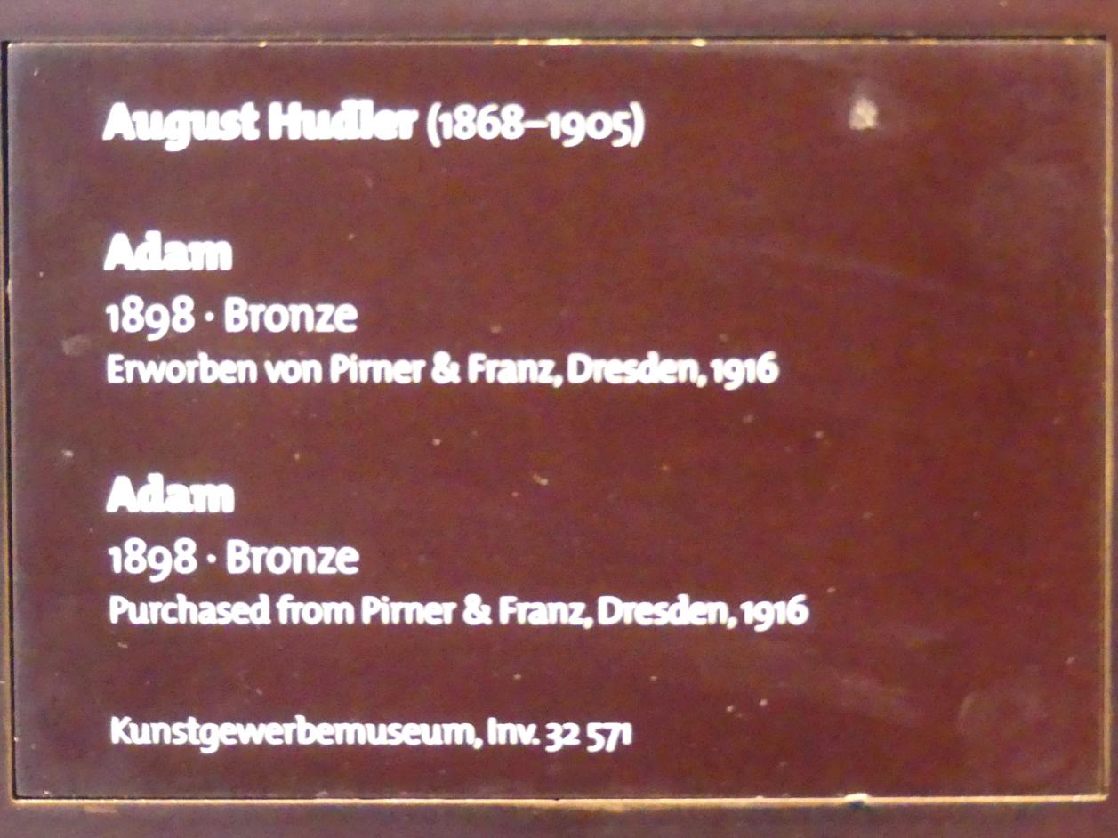 August Hudler (1898), Adam, Dresden, Albertinum, Galerie Neue Meister, 1. Obergeschoss, Klingersaal, 1898, Bild 5/5