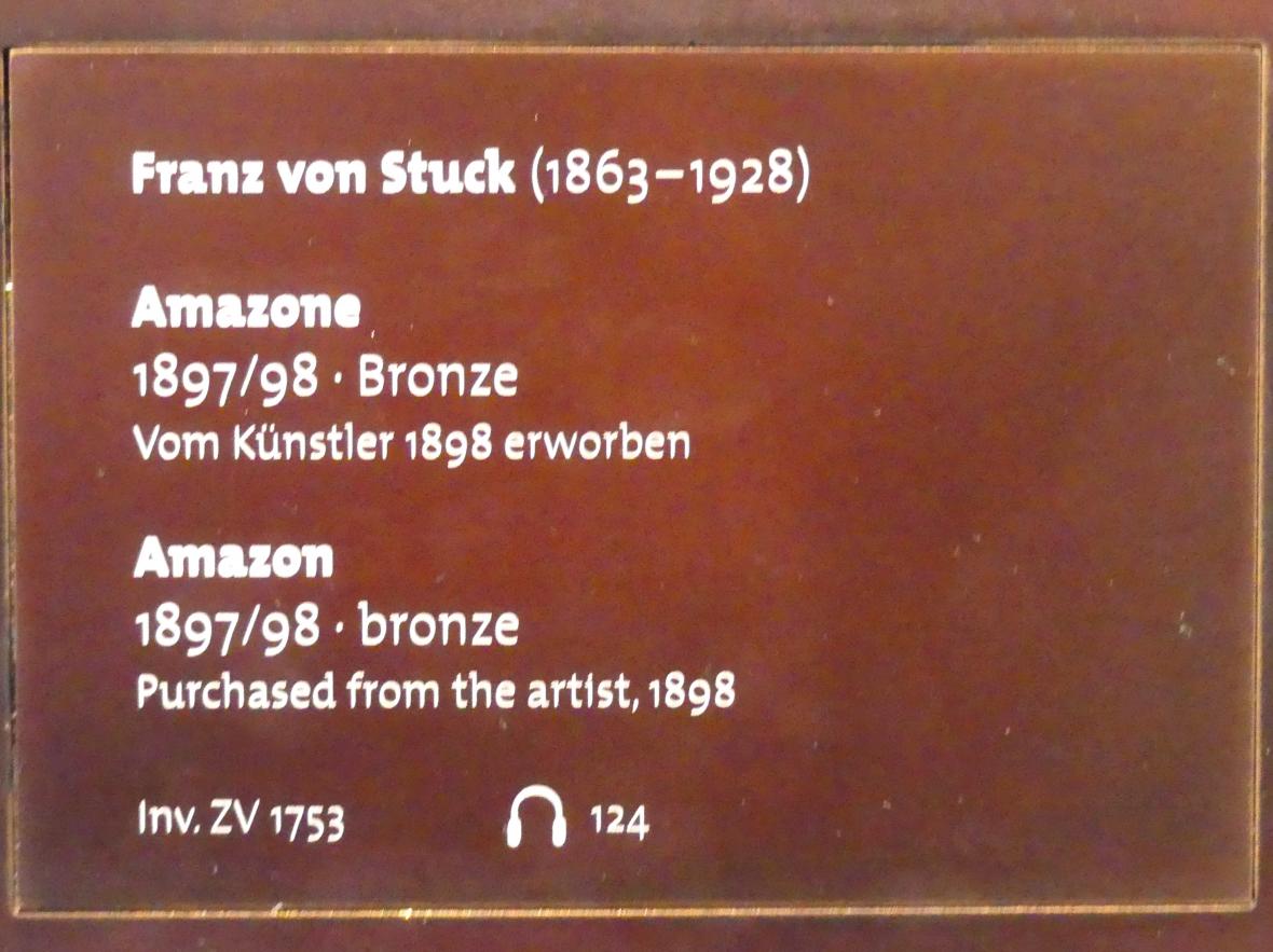 Franz von Stuck (1890–1923), Amazone, Dresden, Albertinum, Galerie Neue Meister, 1. Obergeschoss, Klingersaal, 1897–1898, Bild 5/5