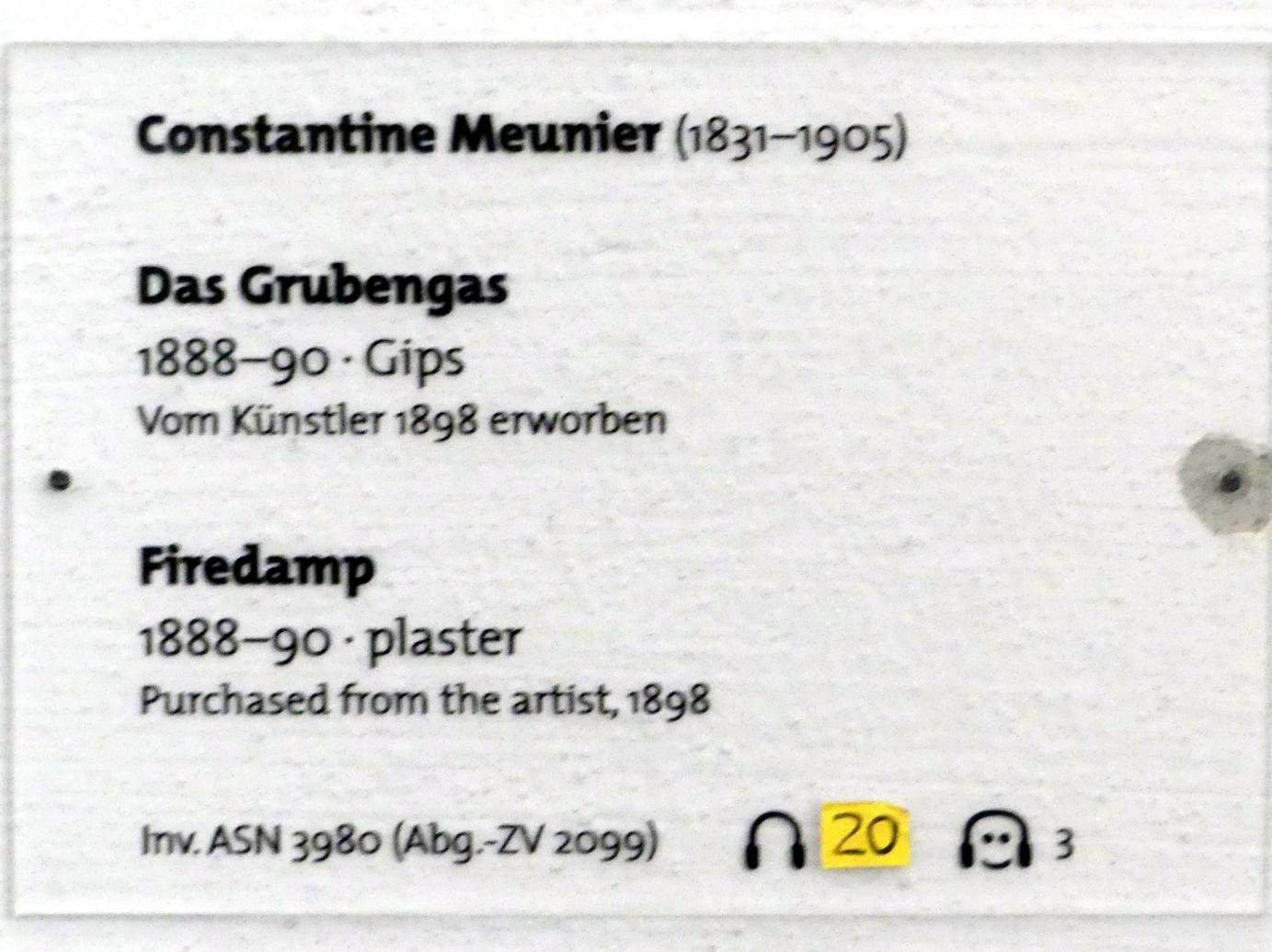 Constantin Meunier (1884–1897), Das Grubengas, Dresden, Albertinum, Galerie Neue Meister, Erdgeschoss, Skulpturenhalle, 1888–1890, Bild 2/2