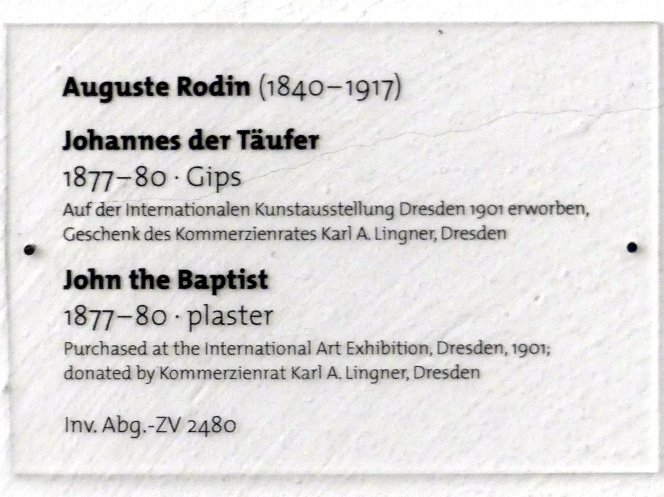 Auguste Rodin (1863–1917), Johannes der Täufer, Dresden, Albertinum, Galerie Neue Meister, Erdgeschoss, Skulpturenhalle, 1877–1880, Bild 3/3