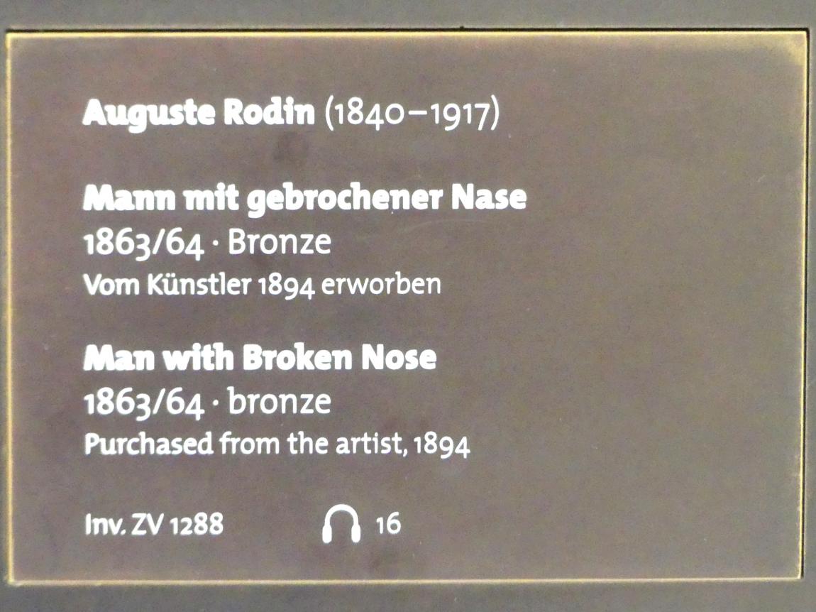 Auguste Rodin (1863–1917), Mann mit gebrochener Nase, Dresden, Albertinum, Galerie Neue Meister, Erdgeschoss, Skulpturenhalle, 1863–1864, Bild 2/2