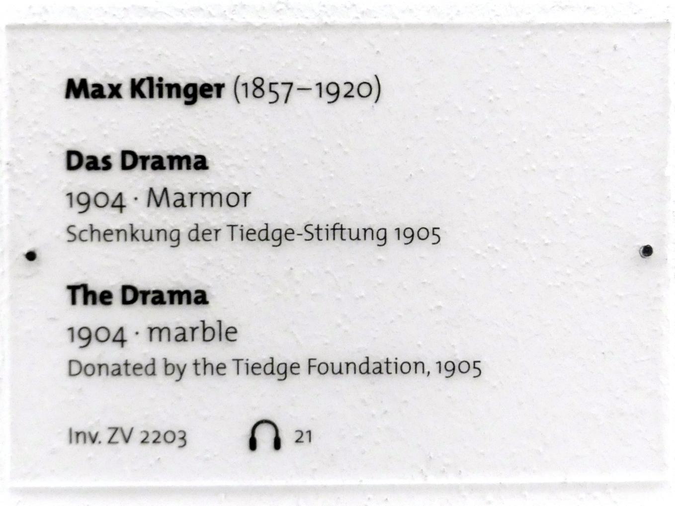 Max Klinger (1878–1915), Das Drama, Dresden, Albertinum, Galerie Neue Meister, Erdgeschoss, Skulpturenhalle, 1904, Bild 7/7