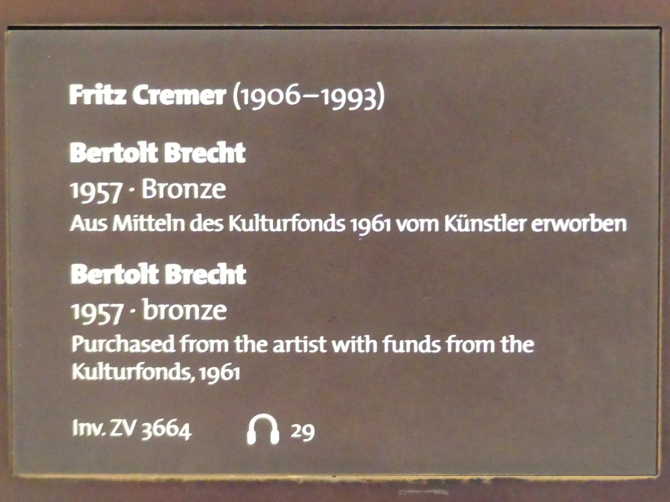 Fritz Cremer (1957): Bertold Brecht, 1957, Bild 2/2