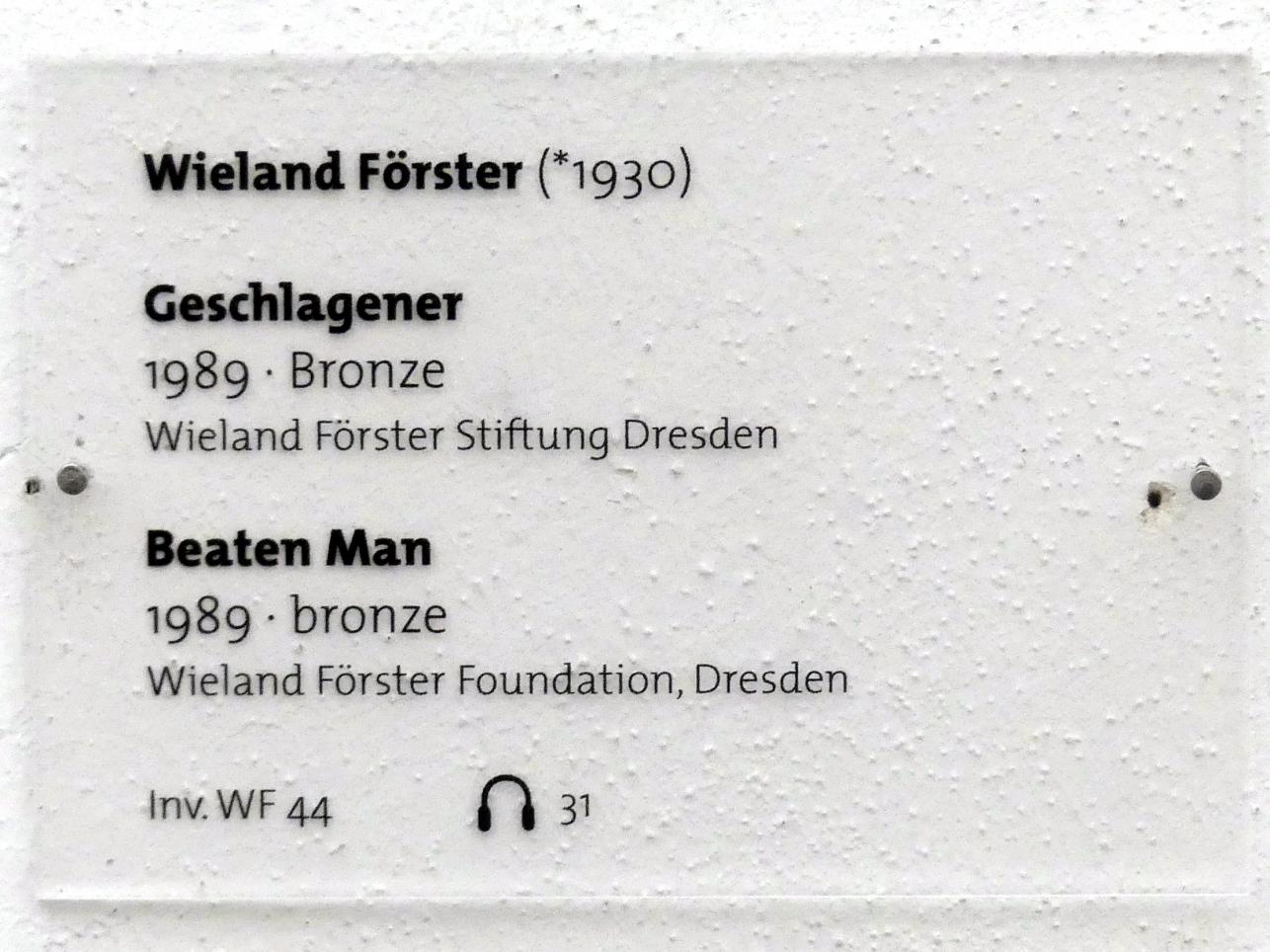 Wieland Förster (1964–1989), Geschlagener, Dresden, Albertinum, Galerie Neue Meister, Erdgeschoss, Skulpturenhalle, 1989, Bild 4/4