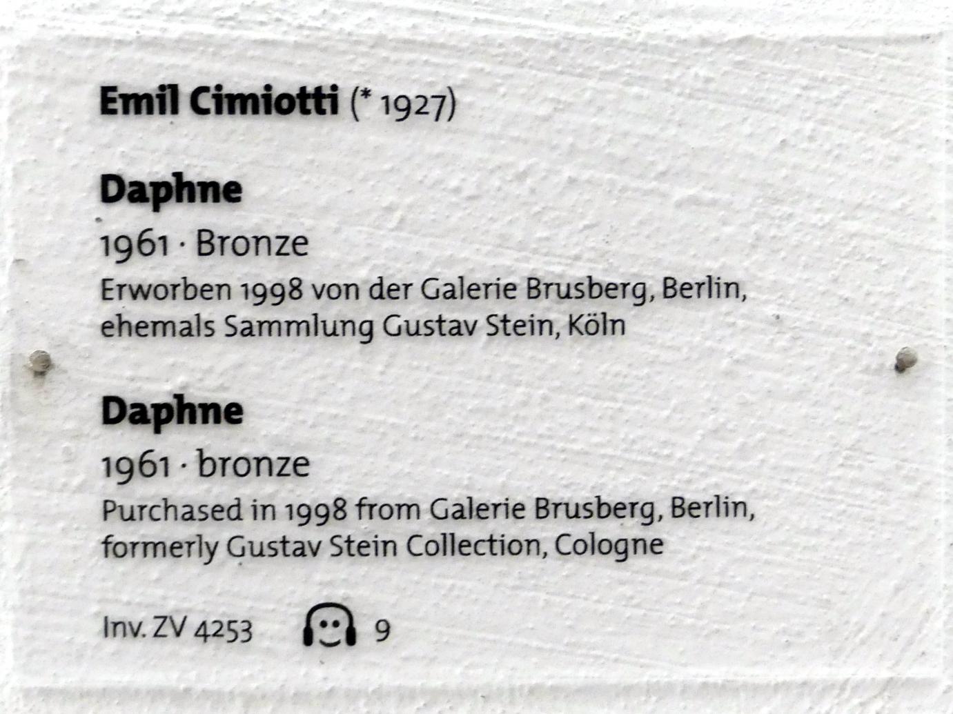 Emil Cimiotti (1961–1992), Daphne, Dresden, Albertinum, Galerie Neue Meister, Erdgeschoss, Skulpturenhalle, 1961, Bild 4/4