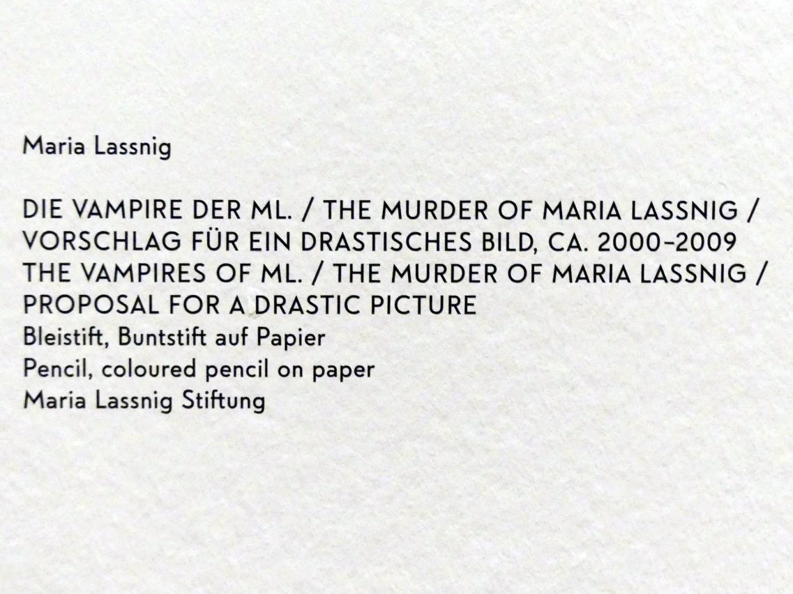 Maria Lassnig (1945–2011), Die Vampire der ML. / The Murder of Maria Lassnig / Vorschlag für ein drastisches Bild, München, Lenbachhaus, Kunstbau, Ausstellung "BODY CHECK" vom 21.05.-15.09.2019, um 2000–2009, Bild 2/2
