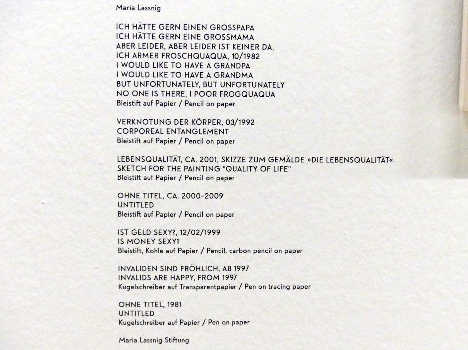 Maria Lassnig (1945–2011), Lebensqualität, München, Lenbachhaus, Kunstbau, Ausstellung "BODY CHECK" vom 21.05.-15.09.2019, um 2001, Bild 3/3