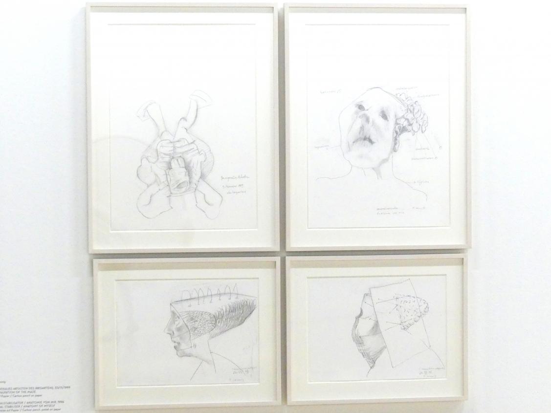 Maria Lassnig (1945–2011), Ganz genaues Abtasten des Irrgartens, München, Lenbachhaus, Kunstbau, Ausstellung "BODY CHECK" vom 21.05.-15.09.2019, 1999, Bild 2/3