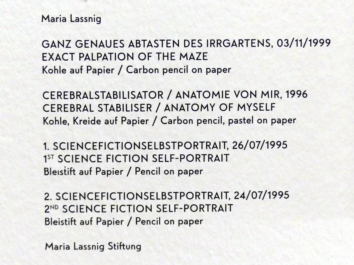 Maria Lassnig (1945–2011), Ganz genaues Abtasten des Irrgartens, München, Lenbachhaus, Kunstbau, Ausstellung "BODY CHECK" vom 21.05.-15.09.2019, 1999, Bild 3/3
