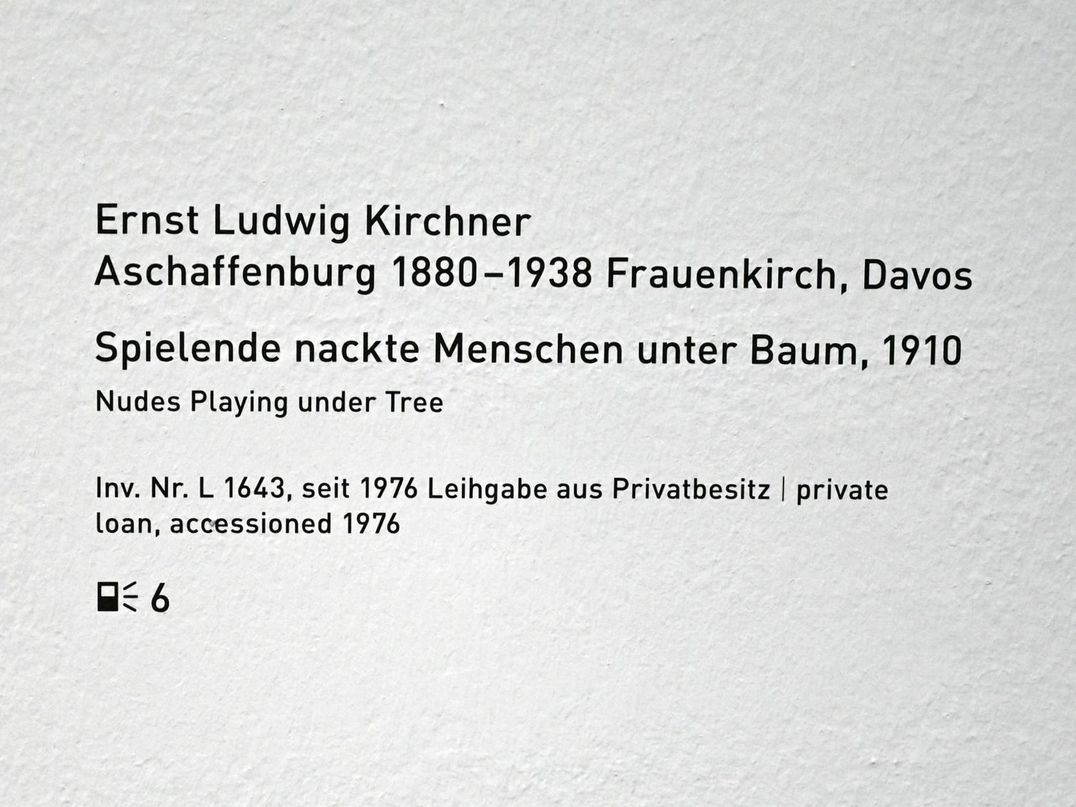 Ernst Ludwig Kirchner (1904–1933), Spielende nackte Menschen unter Baum, München, Pinakothek der Moderne, Saal 1, 1910, Bild 2/2