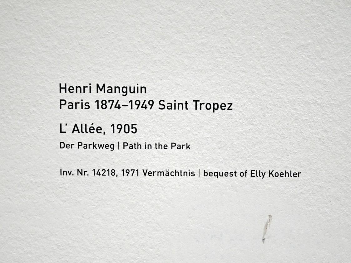 Henri Manguin (1904–1905), L'Allée - Der Parkweg, München, Pinakothek der Moderne, Saal 16, 1905, Bild 2/2