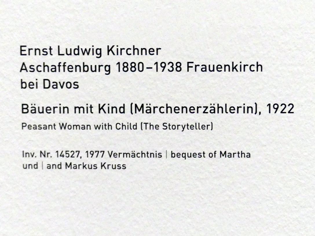 Ernst Ludwig Kirchner (1904–1933), Bäuerin mit Kind (Märchenerzählerin), München, Pinakothek der Moderne, Saal 2, 1922, Bild 2/2