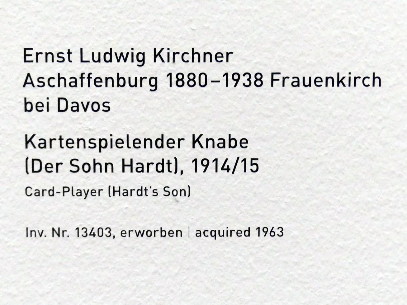 Ernst Ludwig Kirchner (1904–1933), Kartenspielender Knabe (Der Sohn Hardt), München, Pinakothek der Moderne, Saal 2, 1914–1915, Bild 2/2