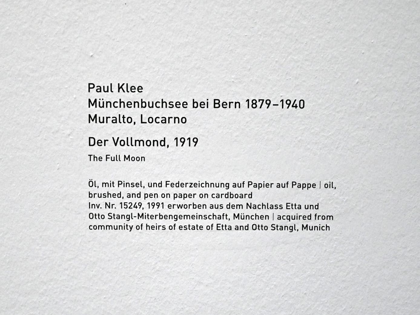 Paul Klee (1904–1940), Der Vollmond, München, Pinakothek der Moderne, Saal 3, 1919, Bild 2/2