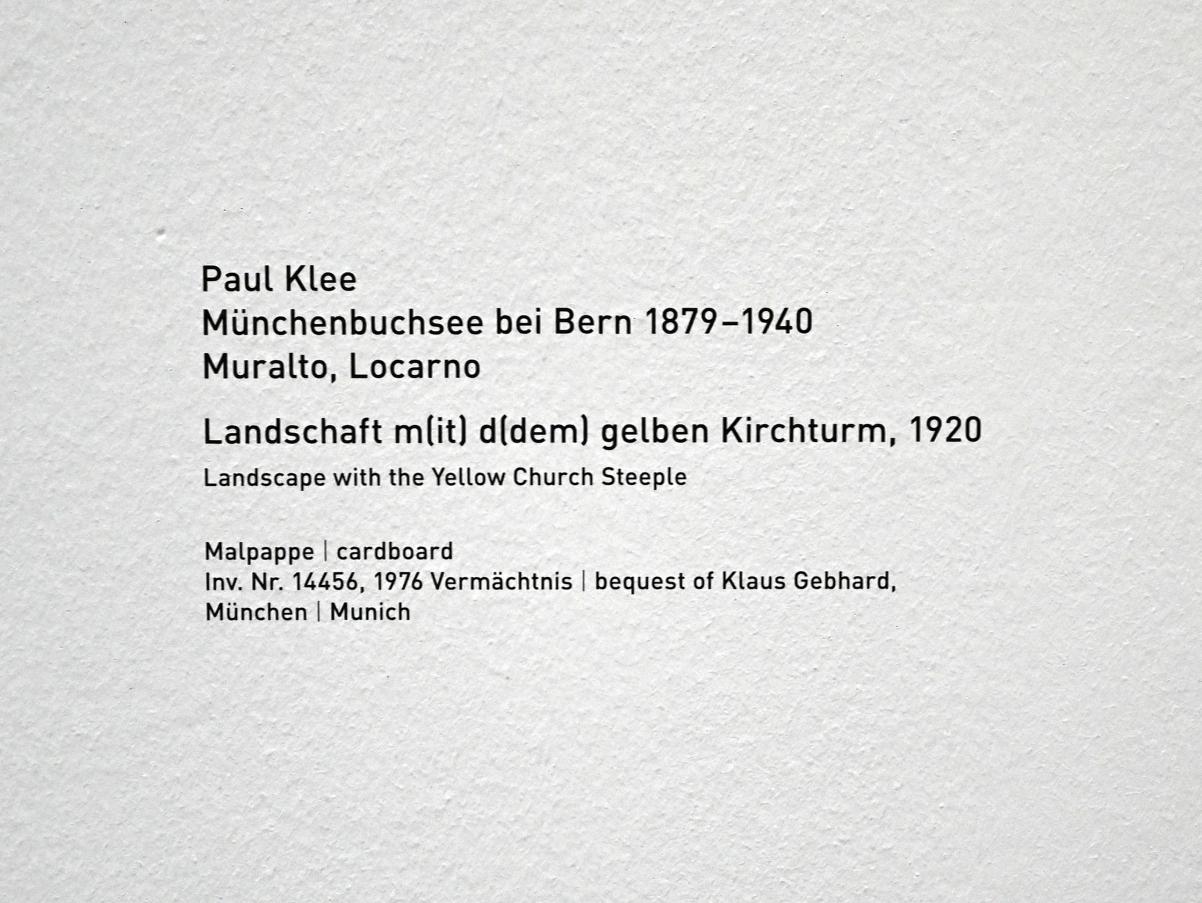 Paul Klee (1904–1940), Landschaft mit dem gelben Kirchturm, München, Pinakothek der Moderne, Saal 3, 1920, Bild 2/2