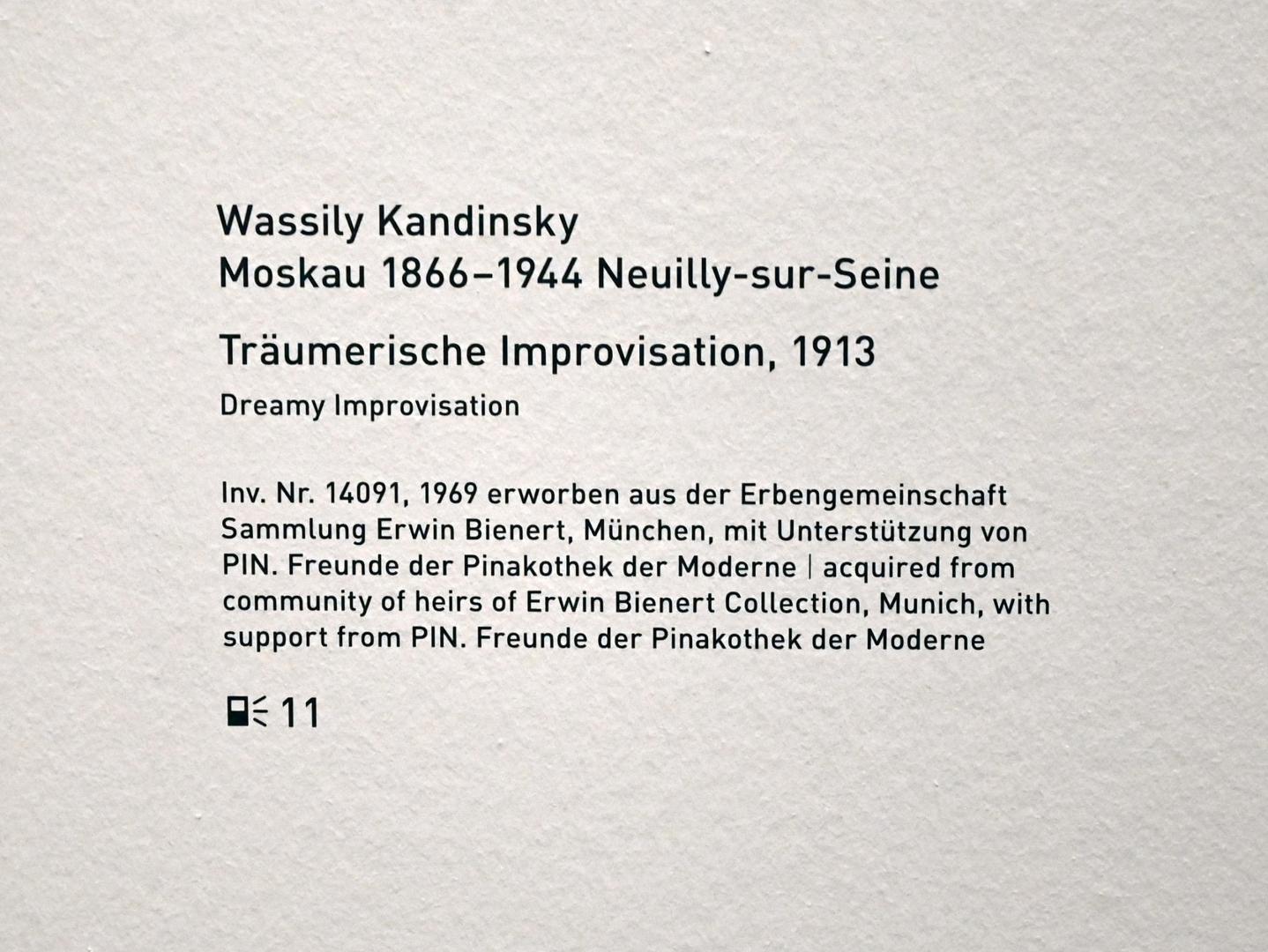 Wassily Kandinsky (1900–1943), Träumerische Improvisation, München, Pinakothek der Moderne, Saal 15, 1913, Bild 2/2