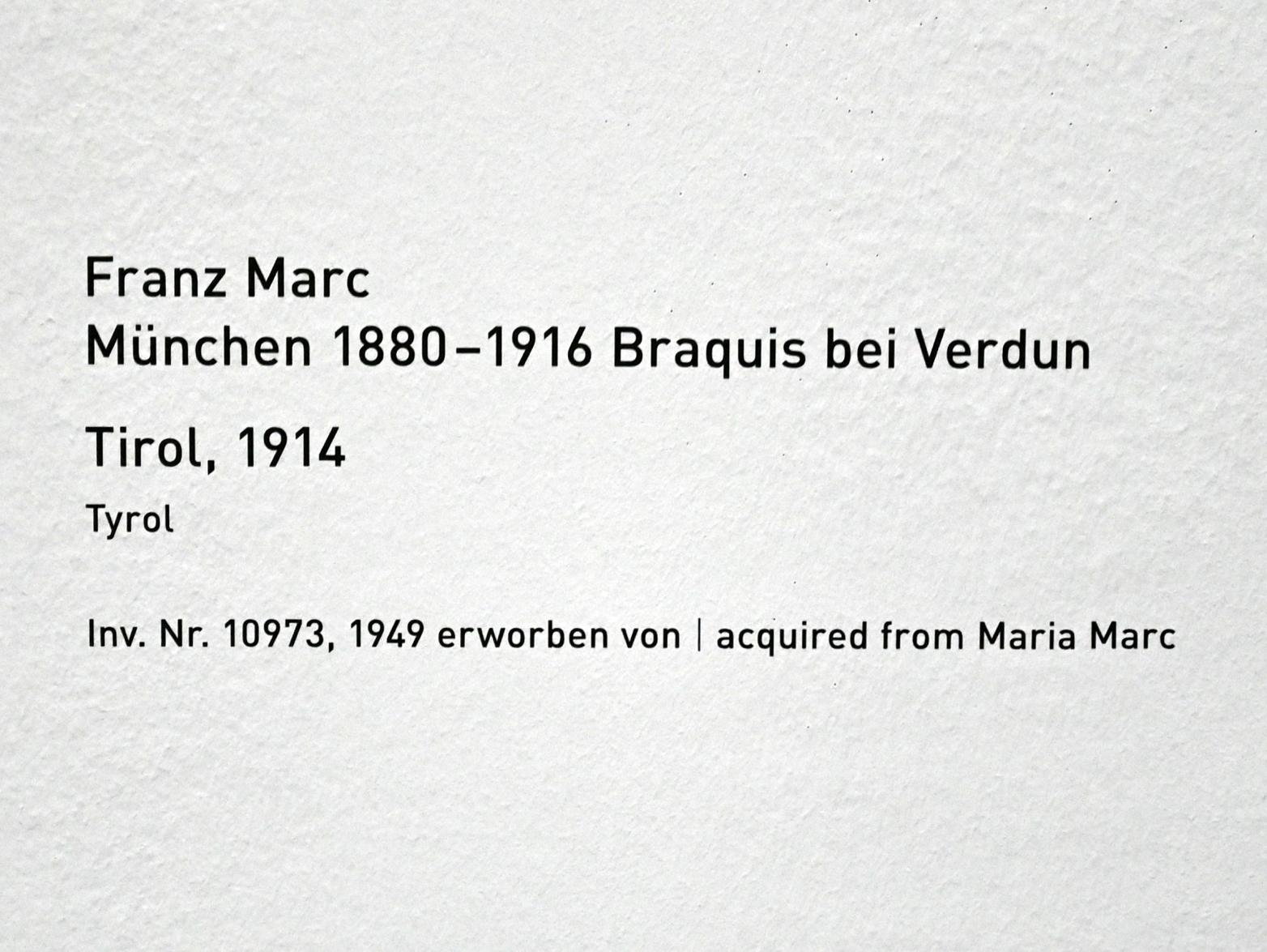 Franz Marc (1904–1914), Tirol, München, Pinakothek der Moderne, Saal 3, 1914, Bild 2/2