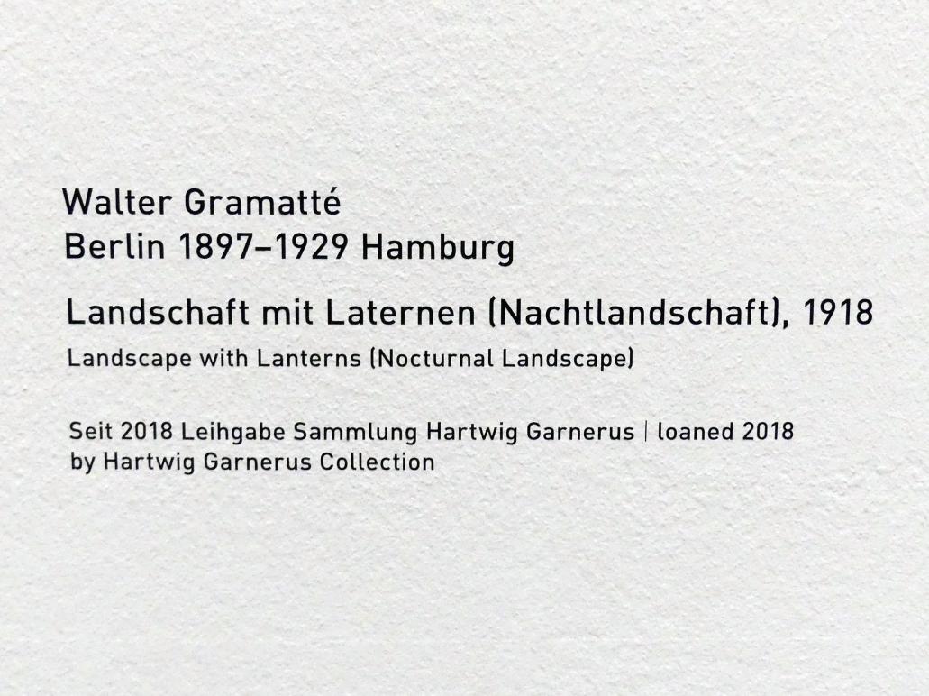 Walter Gramatté (1918), Landschaft mit Laternen (Nachtlandschaft), München, Pinakothek der Moderne, Saal 4, 1918, Bild 2/2