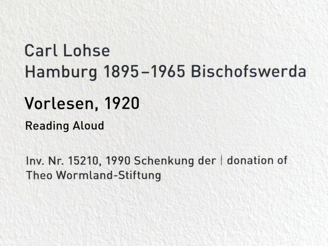 Carl Lohse (1919–1920), Vorlesen, München, Pinakothek der Moderne, Saal 4, 1920, Bild 2/2