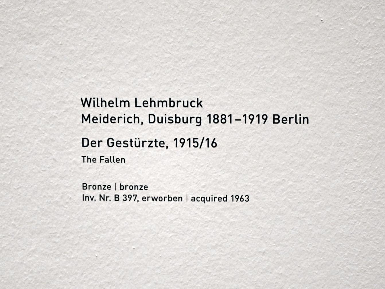 Wilhelm Lehmbruck (1909–1918), Der Gestürzte, München, Pinakothek der Moderne, Saal 4, 1915–1916, Bild 6/6