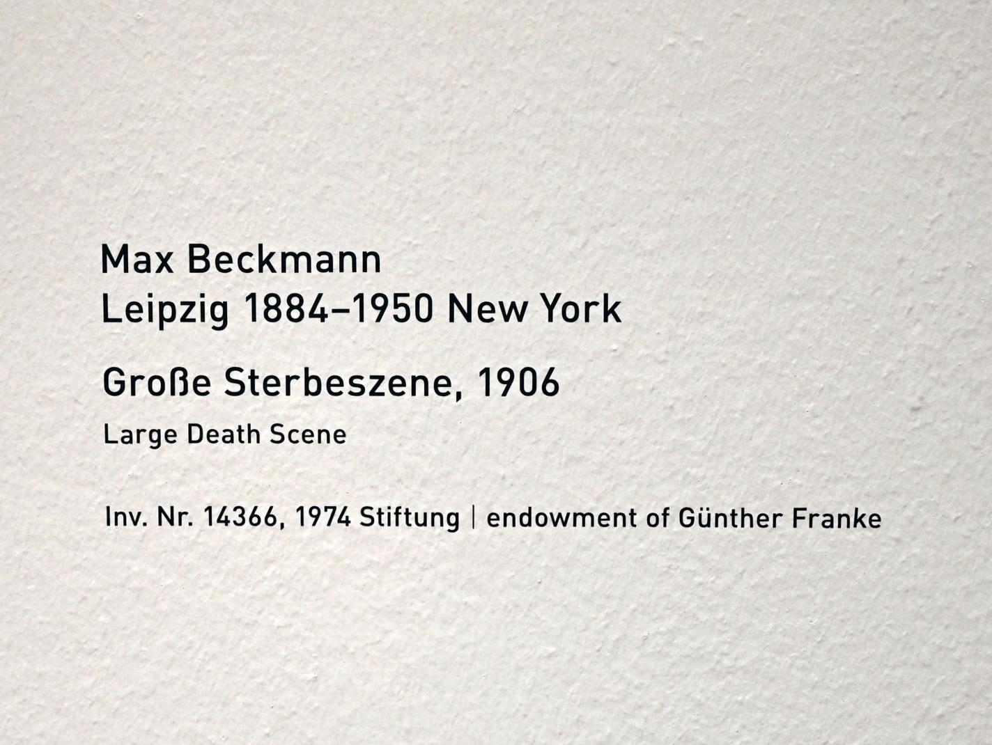 Max Beckmann (1905–1950), Große Sterbeszene, München, Pinakothek der Moderne, Saal 4, 1906, Bild 2/2