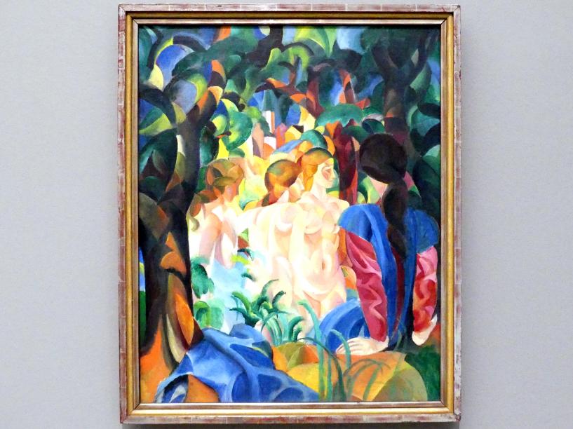 August Macke (1907–1914), Badende Mädchen mit Stadt im Hintergrund, München, Pinakothek der Moderne, Saal 5, 1913