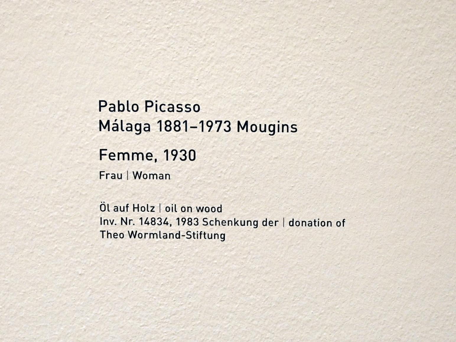 Pablo Picasso (1897–1972), Femme - Frau, München, Pinakothek der Moderne, Saal 5, 1930, Bild 2/2