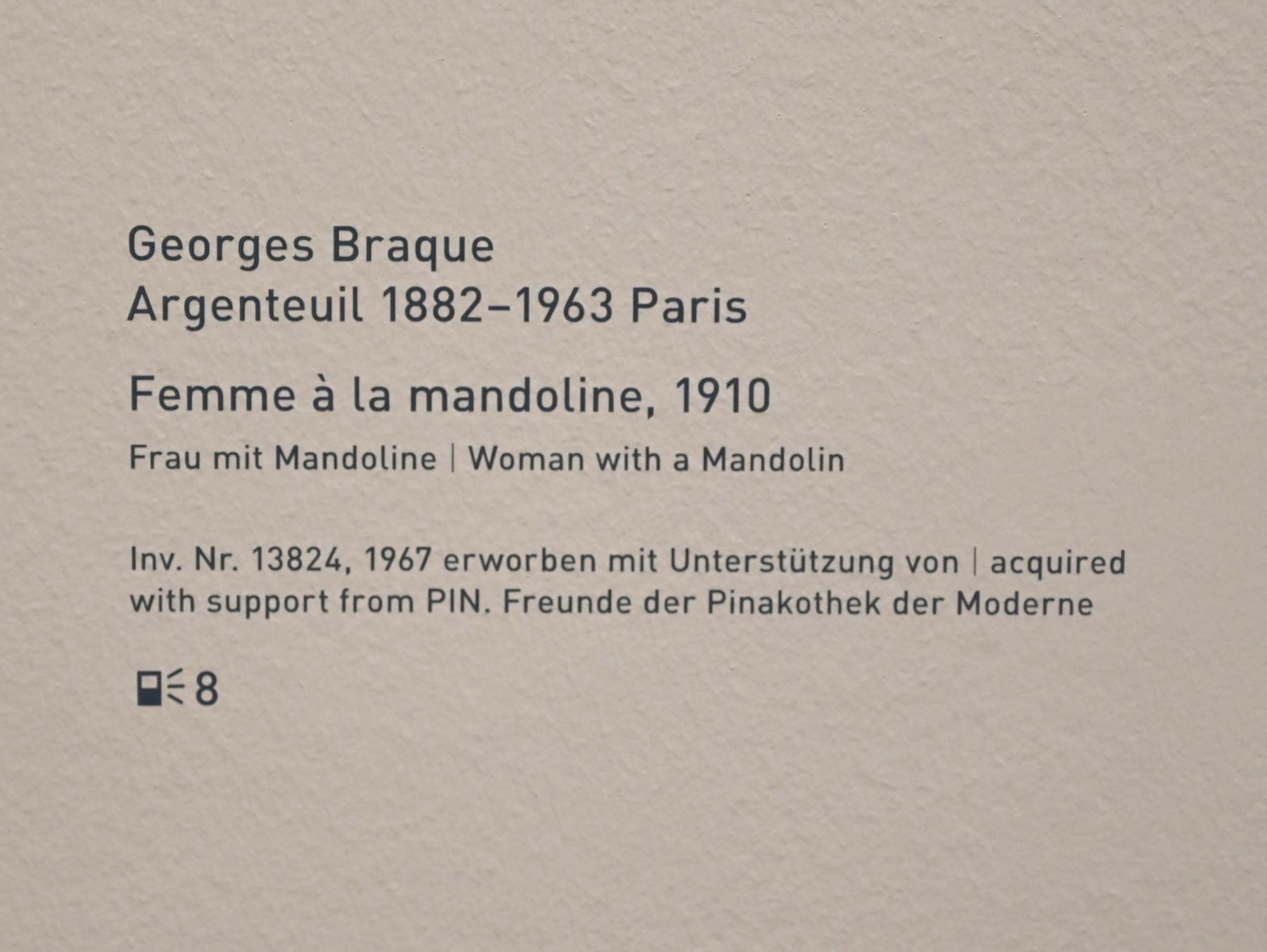 Georges Braque (1906–1956), Femme à la mandoline - Frau mit Mandoline, München, Pinakothek der Moderne, Saal 6, 1910, Bild 2/2