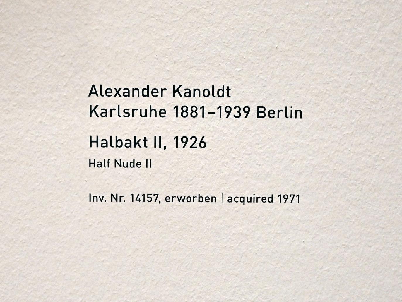 Alexander Kanoldt (1910–1929), Halbakt II, München, Pinakothek der Moderne, Saal 7, 1926, Bild 2/2