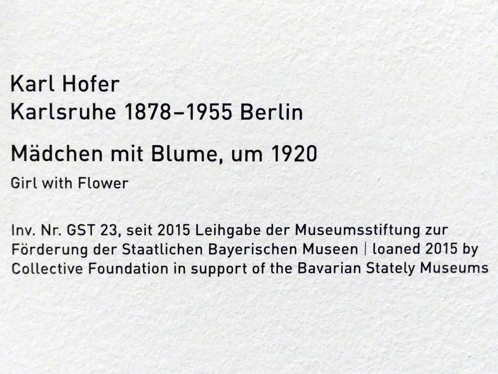 Karl Hofer (Carl Hofer) (1913–1950), Mädchen mit Blume, München, Pinakothek der Moderne, Saal 7, um 1920, Bild 2/2
