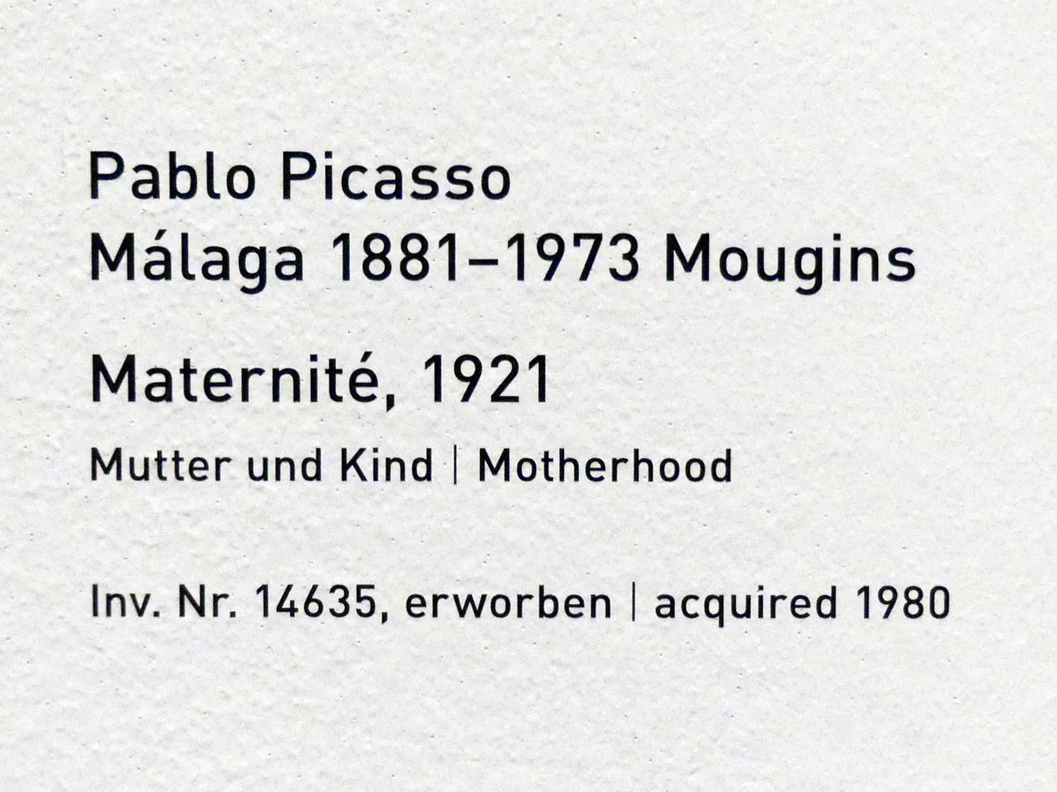 Pablo Picasso (1897–1972), Maternité, München, Pinakothek der Moderne, Saal 9, 1921, Bild 2/2