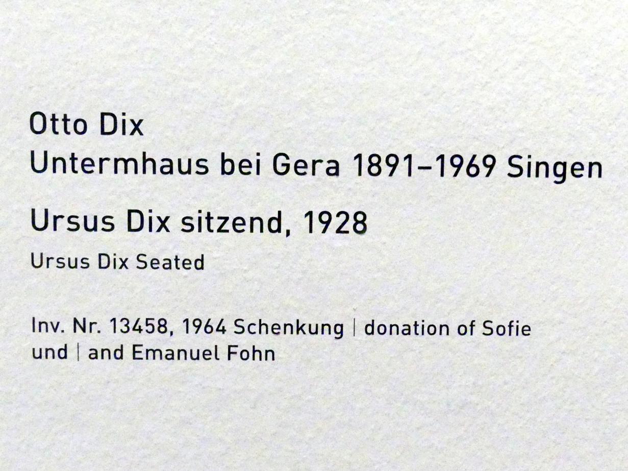 Otto Dix (1913–1949), Ursus Dix sitzend, München, Pinakothek der Moderne, Saal 10, 1928, Bild 2/2