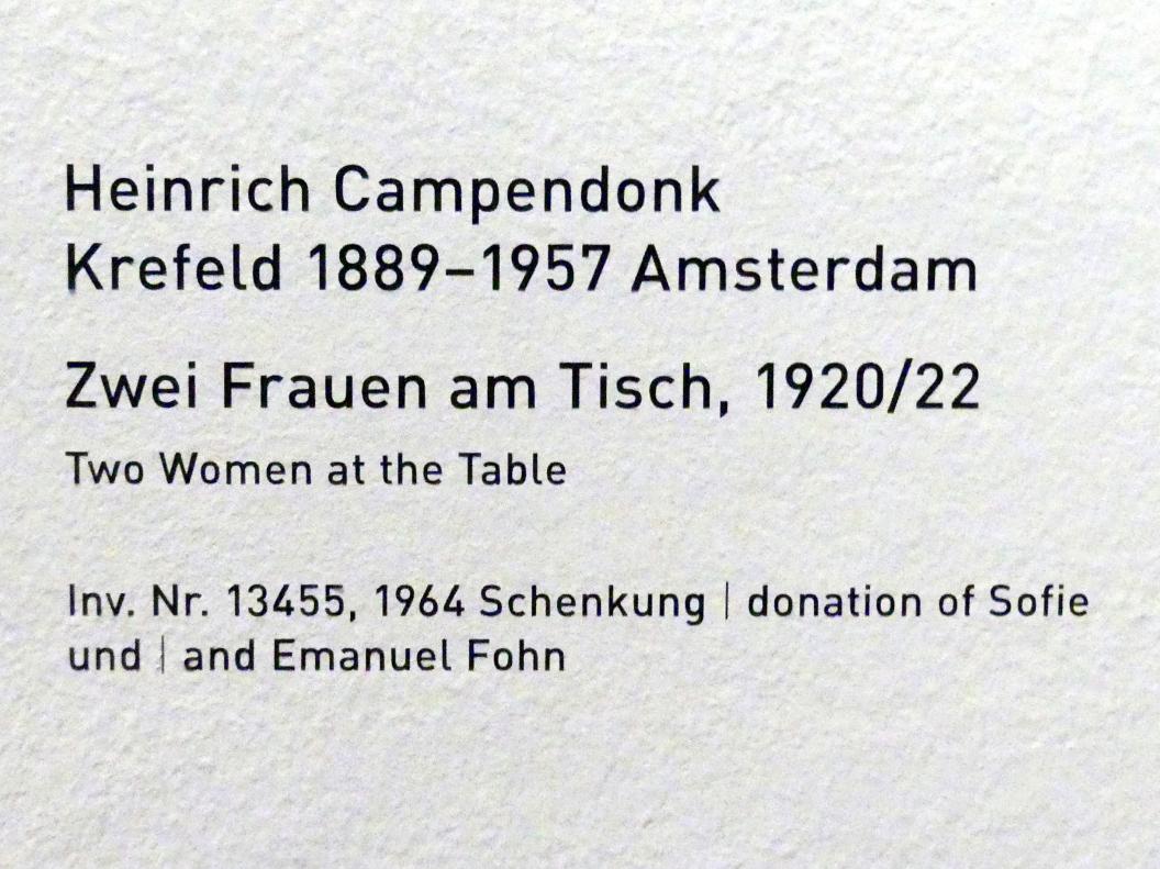 Heinrich Campendonk (1912–1929), Zwei Frauen am Tisch, München, Pinakothek der Moderne, Saal 10, 1920–1922, Bild 2/2