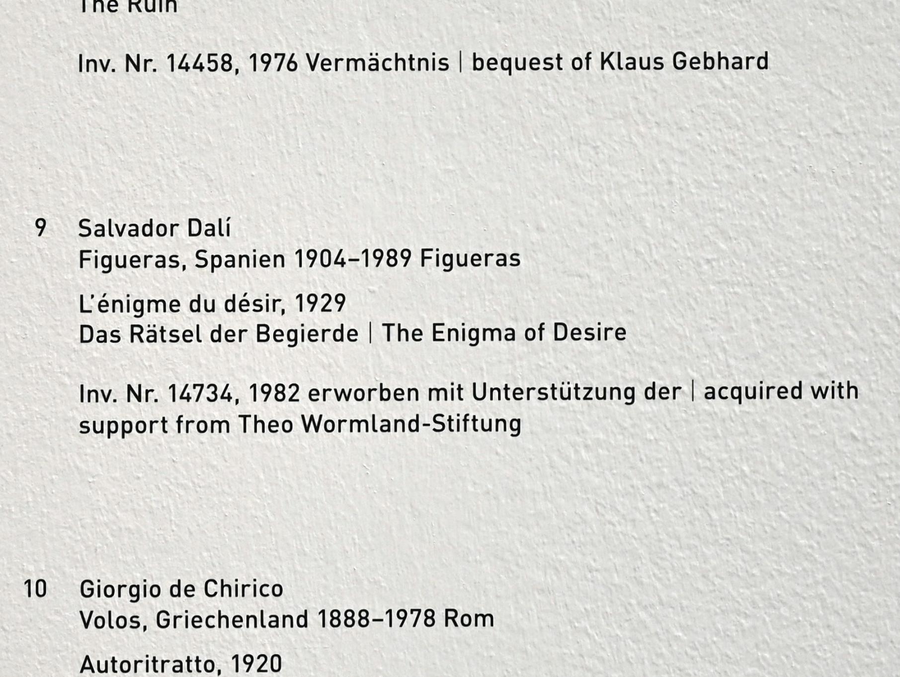 Salvador Dalí (1924–1965), L'énigme du desir - Das Rätsel der Begierde, München, Pinakothek der Moderne, Gang im Westflügel, 1929, Bild 2/2
